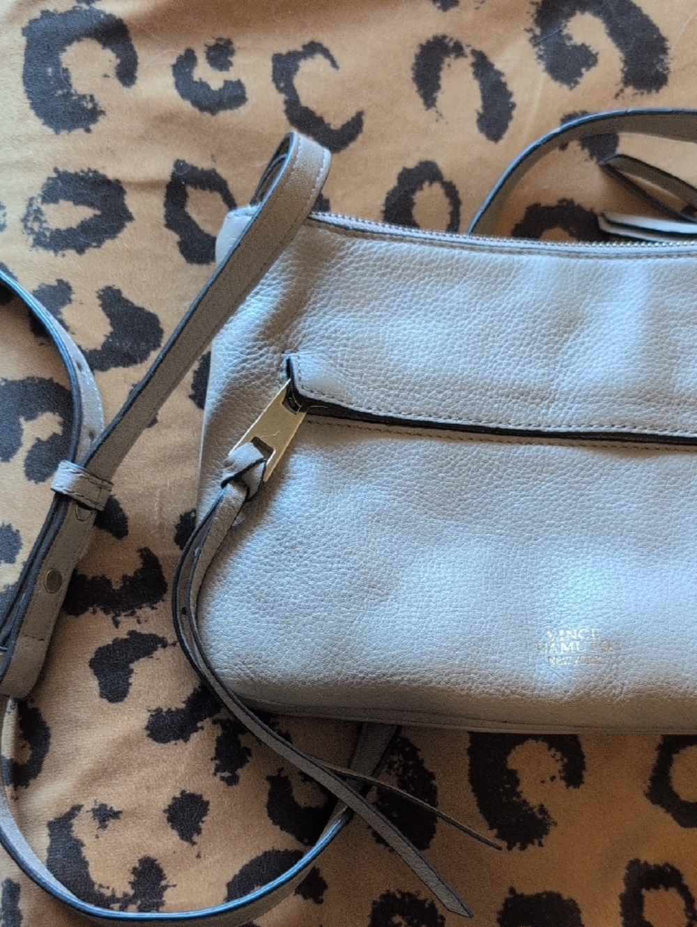 Vince Camuto Pebbled Leather Crossbody Bag in Light Blush with Gold Accent - Picture 4 of 10